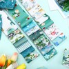 Hosuly 40 Pcs Blue Green Floral Fabric Jelly Fabric Quilting
