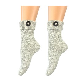 BF Souvenirs Fashionable women's and men's traditional socks in modern country house style with stag horn button grey - hand-linked seam - Oktoberfest folk festival wedding hiking dirndl leather