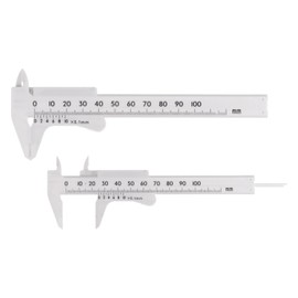 HARFINGTON 20pcs Mini Plastic Vernier Caliper 100mm Single Scale Metric Sliding Gauge Measuring Tool Ruler for Inside Outside Depth Measuring, White