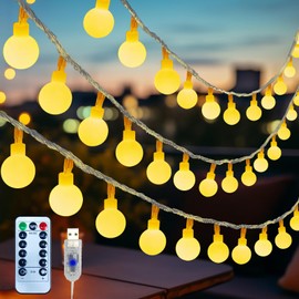 Globe String Lights 38ft 100 Led Indoor String Lights Plug in Fairy Lights with Remote Timer Dimmable 8 Modes USB Lights for Bedroom Dorm Porch Birthday Party Camping Wedding Christmas Lights Decor