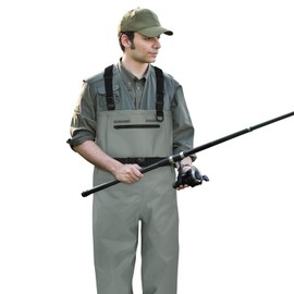 VINPATIO Fishing Waders for Men Women, 2-Ply Nylon/PVC Waterproof Chest Wader with Boots for Duck Hunting & Fly Fishing (Grey, M6/W8)