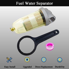 LLANNDER 496 Diesel Fuel Tank Filter Assembly, Water Separator Fuel Filter Diesel Water Separator with 1" NPT Top Cap, Wrench and Tape, 30 Micron Flow Rate Max 25 Gpm 150 Psi Replaces B10-AL