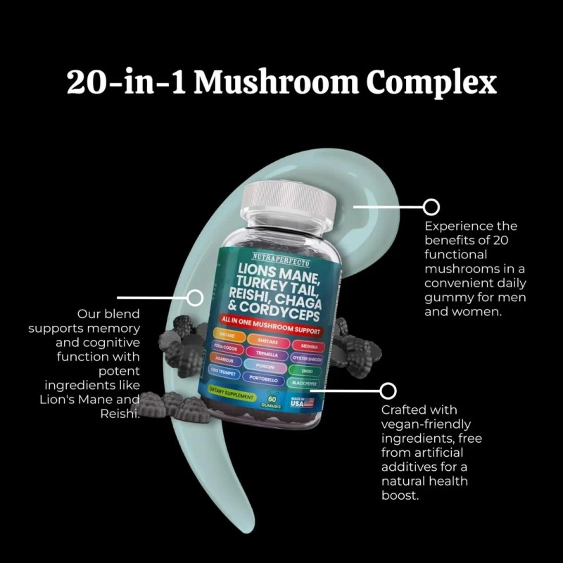 Gomitas Orgánicas De Hongos 20 En 1 Nutraperfecto
