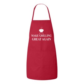 Make Grilling Great Again Funny Kitchen Chef Apron Father's Day Mother's Day Gift (RED)