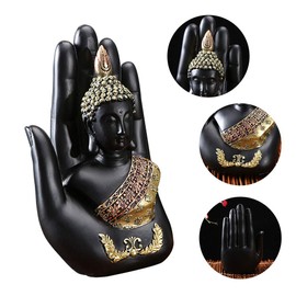NHBETYS Resin Palm buddha statue，buddha sitting in hand statue,Meditating Thai Buddha,Home Decoration Buddha Statue，Suitable for hallway, bedroom, living room and other places