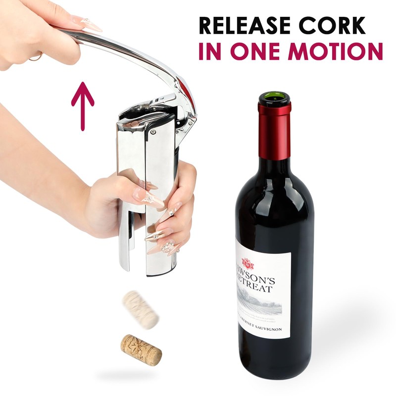 KAYCROWN Wine Opener, Stainless Steel Vertical Lever Corkscrew with Foil