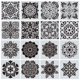 32 Pcs (6 x 6 Inch) Reusable Stencils, Mandala Stencils Mandala Dot Painting Stencils for Painting Art Scrapbook Templates (white-32pcs)