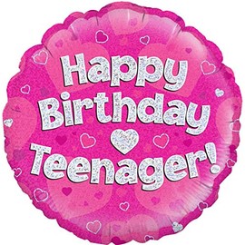 OakTree 229134 18" Happy Birthday Teenager Pink Holographic