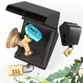 Outdoor Faucet Iock System - Insulated Faucet Iock And Garden Hose Bib Iock Cover, Stainless Steel - Prevents Water Theft And Stops Unauthorized Use, Easy To Install Black