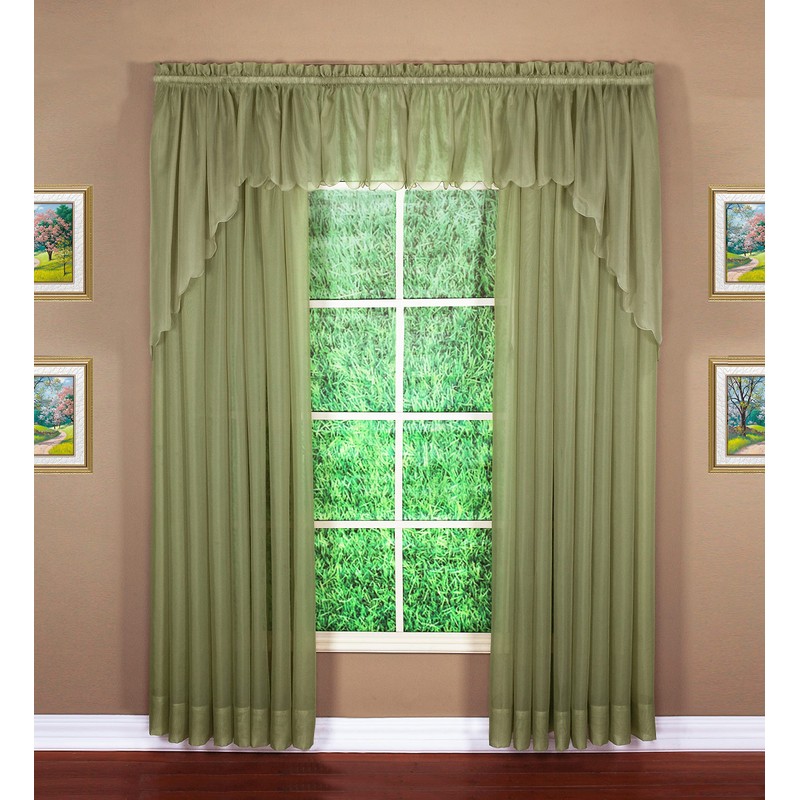 Today's Curtain Emelia Original Voile Panel 95", Dusty Leaf, 60"