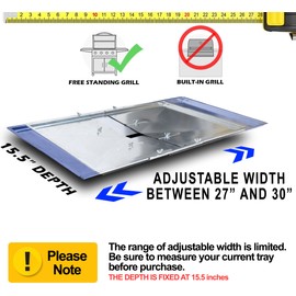 Adjustable Grease Tray (27"-30") and 5 Pack 15 inch Heat Plates for Dyna Glo DGF510SBP, DGB515SDP-D, Dyna Glo Grease Pan Replacement, Backyard Grill Replacement Parts 5 Burner, Heat Tent Shields