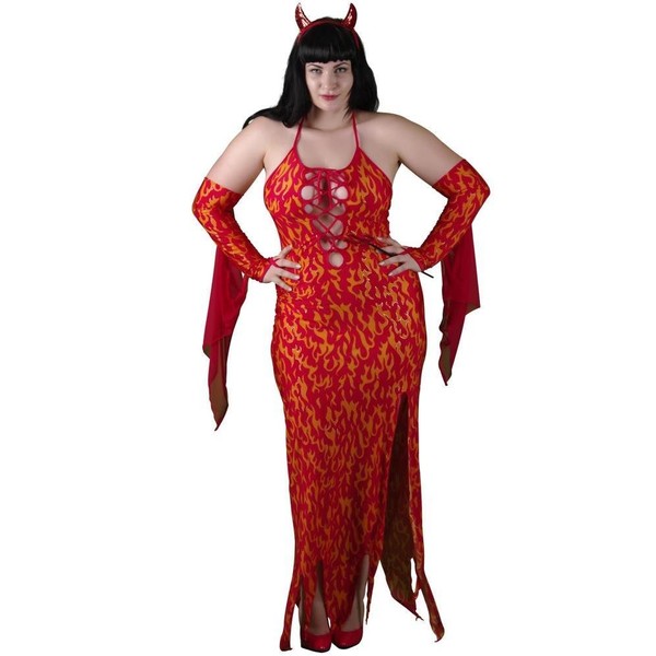 Delicate Illusions Plus Size Bedazzled Devil Gown Womens Halloween Costume