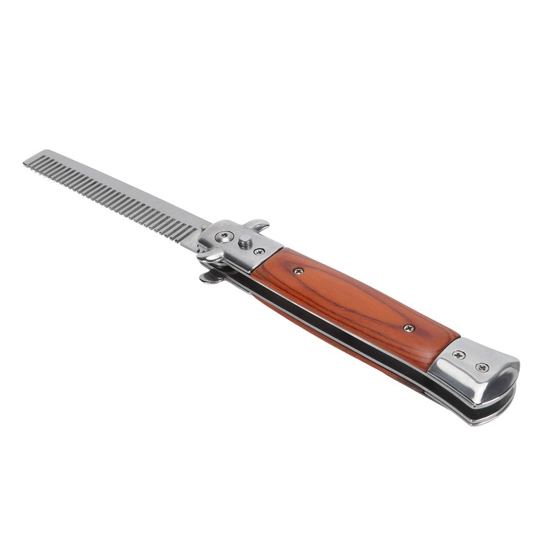 Switchblade Oil Hair Comb Stainless Steel Portable Automatic Spring Folding