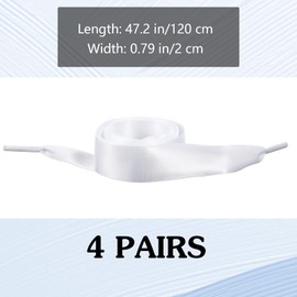YUXIANLB 4 Pairs Wide Satin Ribbon Shoelaces, Flat Shoe Laces for Women Girls, Silk Shoestring, Flat Satin Ribbon Shoelaces, Wide Shoe Laces for Sneakers Skate Shoes Boots Sport Shoes
