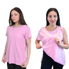 Inspired Comforts Women's Post Surgery Full Tearaway Shirt (Pink, S)