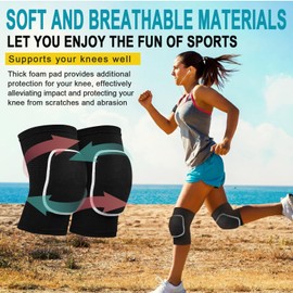 YONEEKSS 2 Pair Stretchy Knee Pads Knee Brace for Men Women Youth Soft Brace Breathable Sleeve Volleyball Football Dance Tennis Running Cycling Workout Climbing Jogging (Black and Pink, L)