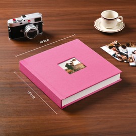 Pssoss 8 x 8 Inch DIY Scrapbook Album 40 Pages Linen Hardcover Kraft White Paper Scrap Book Photo Albums Memory Book for Baby Wedding Family Anniversary Photo Album (Pink, 40 pages)