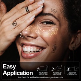 Glitter Freckles Face Tattoo Gold Face Makeup Patches 6 Count Glow Up Faux Speckles Temporary Face Speckles for Women - Color 15