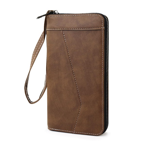 AfitLulu Long Wallets for Men, Simple Zipper Wallets for Men