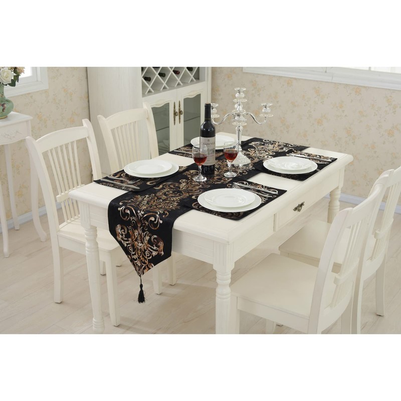 51buyoutgo Black Table Runner, Dining Coffee Table Runners UK Centre,
