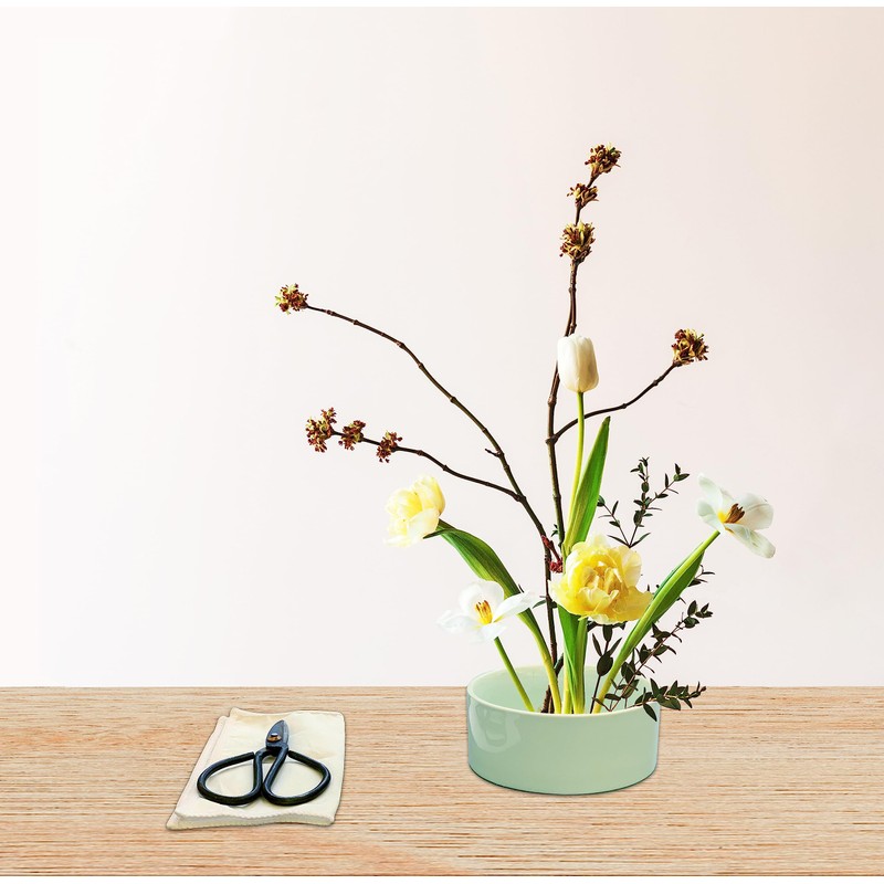 Kikkerland DIY Japanese Flower Arrangement, Mini Ikebana Kit Project, Ceramic