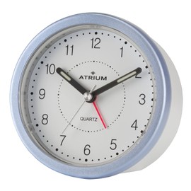 Atrium moderner Design Wecker Analog Quarz ohne Ticken mit Licht und Snooze Weiß Hellblau Rund A260-15
