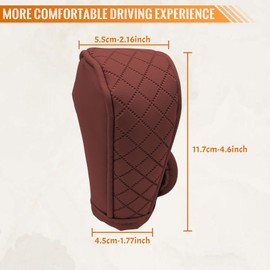 VKGUG Leather Car Gear Shift Knob Cover, Universal Anti-Slip Shift Lever Decoration Accessories,Diamond Embroidery Design Shifter Cover Protection for Cars, Trucks, SUVs Wine Red