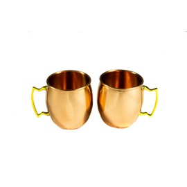 Teal Turtle Moscow Mule Mugs -(Set Of 2) 16 oz Mug Solid Copper - Stainless Steel Lining - Food Safe Pure Copper Plating with Gold Brass Handle