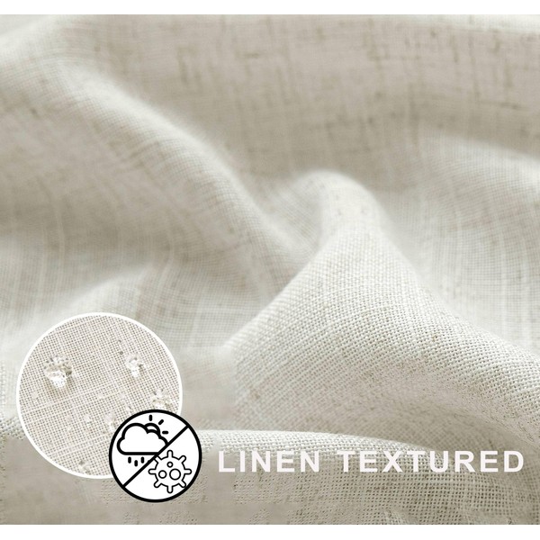 KOUFALL KOUFALL 80 Inch Long Shower Curtain,Natural Linen Waterproof Farmhouse