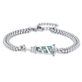 YueYuan Lighthouse Bracelet 925 Sterling Silver Lighthouse Jewellery Bracelet Turquoise Lighthouse Gift for Men and Women, Sterling Silver, No Gemstone