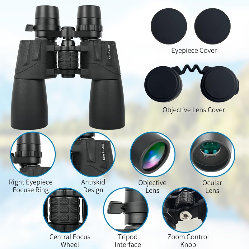 10-30x50 Zoom Binoculars for Adults High Power, Low Light Night