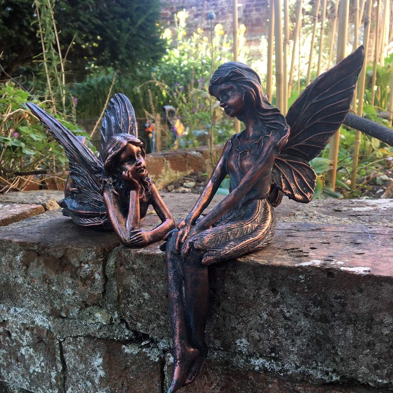 Set of 2 Garden Fairy OrnamentS 12cms tall/Statue Angela and