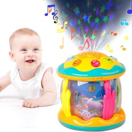 Tooty Ocean Rotating Baby Musical Toys 4 in 1, Infant Night Light Up Toys,Tummy Time Crawling Toy, Early Educational Gift, Development Learning Toy for Boy Girl Toddlers,Ideal for Birthday Christmas
