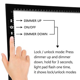 HSK B4/A3s Artist tracing Light Box Copy Table,USB Power Dimmerable 6000 Lux Lock Button Artcraft Light Pad for Tatto Drawing, Sketching, Animation,Diamond Painting