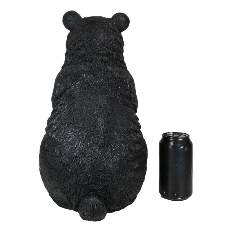Rustic Garden Cute Black Bear Holding Solar Lantern Path Light