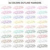 LIGHTWISH 36 Outline Markers Set, Double Line Effect, 2mm Medium