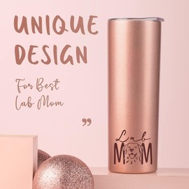 Labrador Retriever Gifts for Women, Best Labrador Gifts for Lab Mum, 20 oz Rose Gold Insulated Tumbler, Perfect for Christmas, Birthday, Thanksgiving, Gifts Box Included