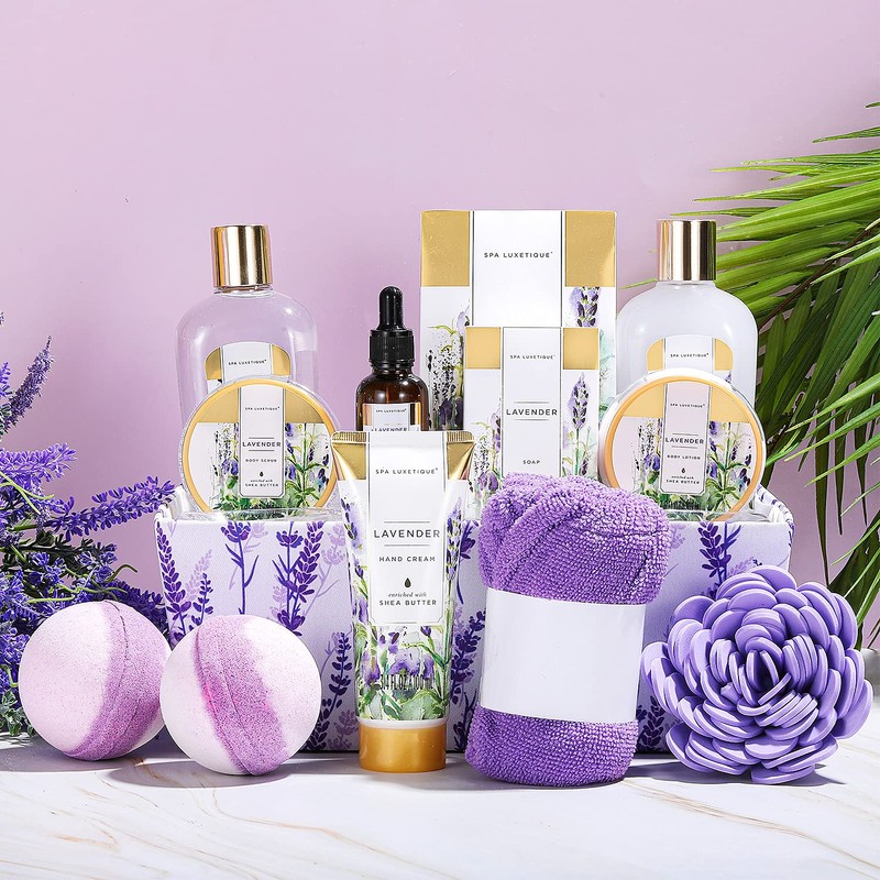 Spa Gift Basket, Spa Luxetique Lavender Spa Kit for Women