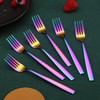 Rainbow Dinner Forks 6 Pieces, Kyraton Titanium Rainbow Plated Stainless