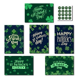 Omosri 30 Pack St. Patrick's Day Cards Bulk for Employee Appreciation Inspiration Cards with Envelopes & Stickers Suitable for Client Family Students 6 Designs