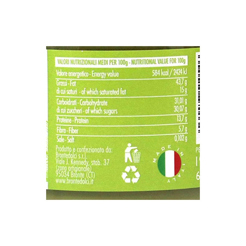 Brontedolci - Italian Pistachio Cream "Elite" Nut Spread, 190g Jar