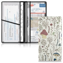 FJDENG Mushroom Car Registration Insurance Card Holder, Waterproof Leather Glove Box Organizer Car Essential Document Glove Wallet