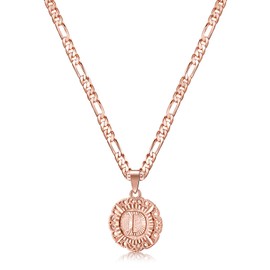 KissYan Initial Necklace for Women,14K Gold Plated Round Letter Pendant Necklace Capital Monogram Necklace Alphabets from A-Z Figaro Chain Necklace, Stainless Steel, No Gemstone