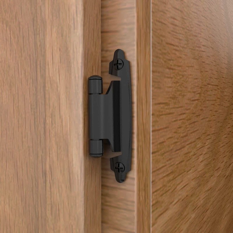Chibery 10 Pack 3/8 inch Inset Matte Black Cabinet Hinges,