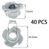 40 PCS Four Pronged T-Nuts, Galvanized Furniture Nuts for Woodworking