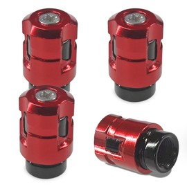 4 PCS Car Tire Valve Stem Caps, Universal Dustproof Aluminum Alloy Car Wheel Valve Caps, Leakproof Auto Tire Valves Cover Accessories for Cars, Trucks, Bikes, Motorcycles (Red)