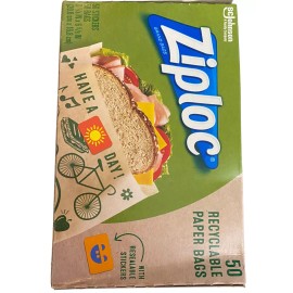Ziploc Recyclable Non Wax Paper Bags W/ Resealable Stickers 50 Ct