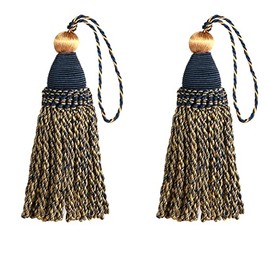 HedongHexi 2 Pack Braided Tassel 24cm/9 Inch With Loops, Handmade Twisted Craft, DIY Accessories for Home Decoration