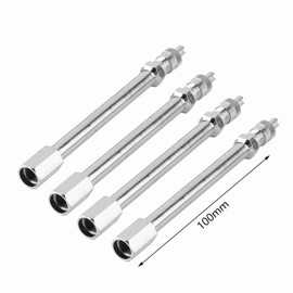 Kodrily 4Pcs Dually Valve Stem Extenders, 4inch 100mm Wheel Tire Valve Stem Extension Rod, Chrome Air Tyre Tire Valve Extender Wheel Adapter for Car Bus Truck Lorry Motorcycle RV