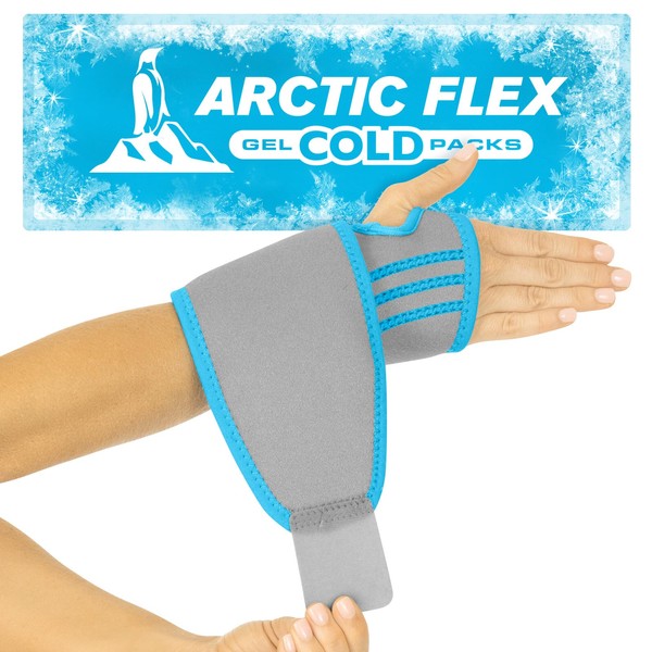 Arctic Flex Wrist Ice Pack - Refreezable Gel Compression Support - Flexible Hot/Cold Brace for Injuries, Rheumatoid, Tendinitis, Swelling and Carpal Tunnel - Reusable for Pain and Muscle Therapy